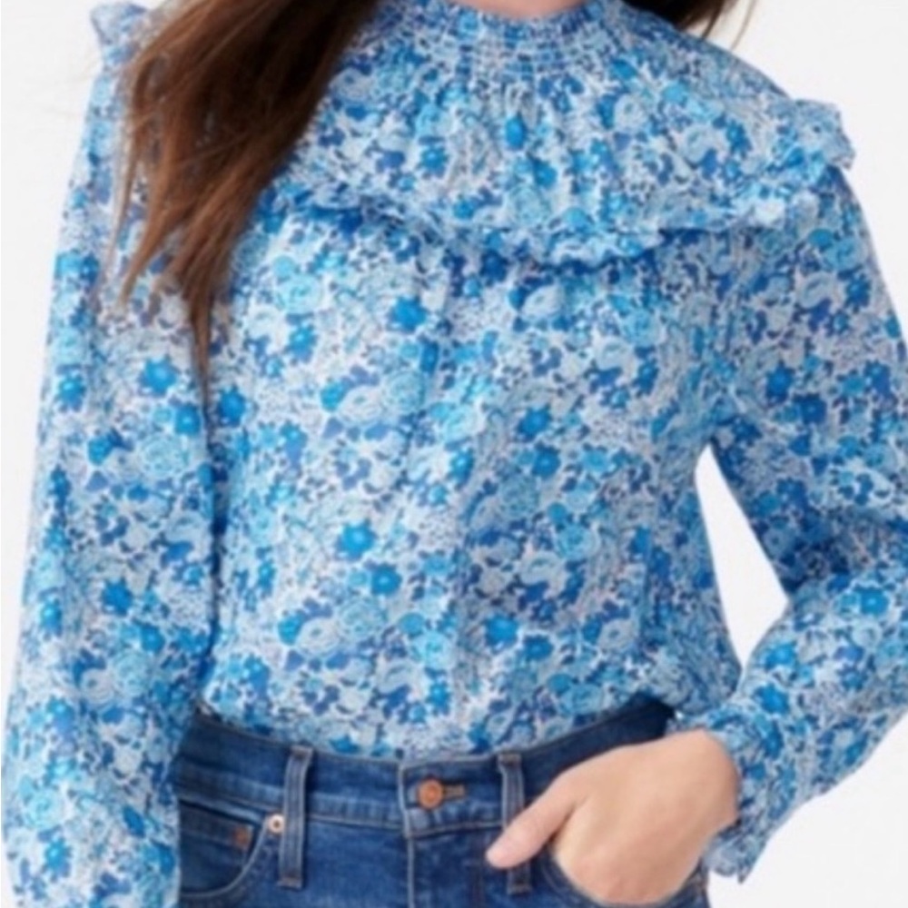 J.Crew Smocked Popover Top in Liberty Elysian Day Floral M